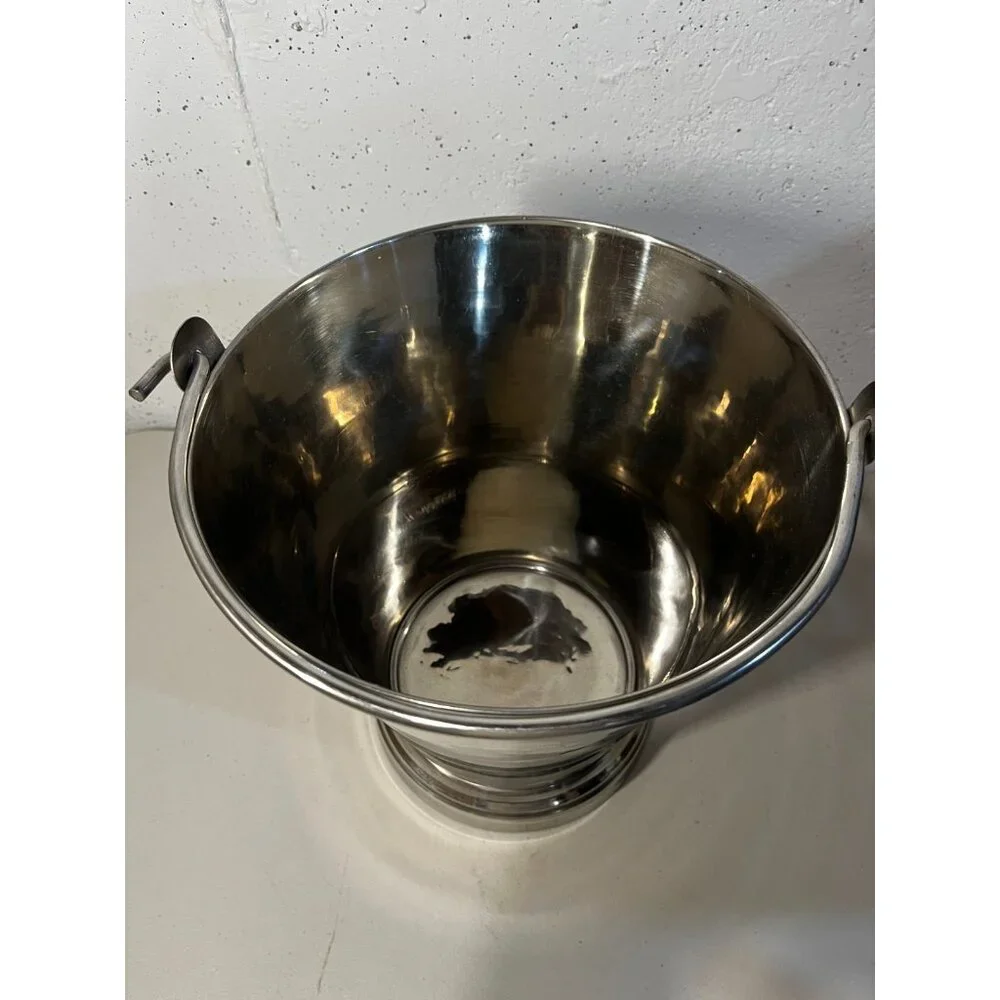Restoration Hardware Stainless Chrome Champagne Chiller Ice Bucket 12